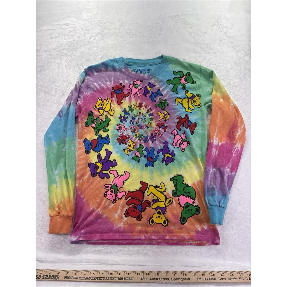 Liquid Blue Grateful Dead Spiral Bears Sphere Tie-Dye Long-Sleeve T-Shirt Sm
